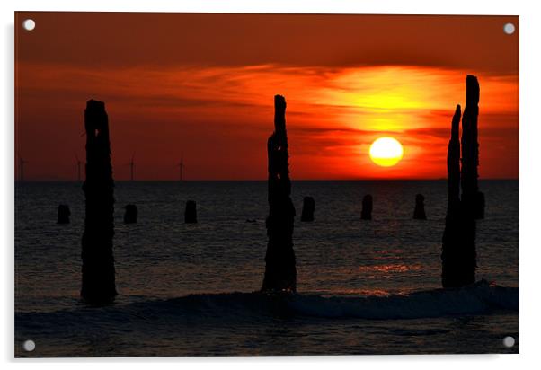 Walney Sunset 3 Acrylic by Paul Leviston