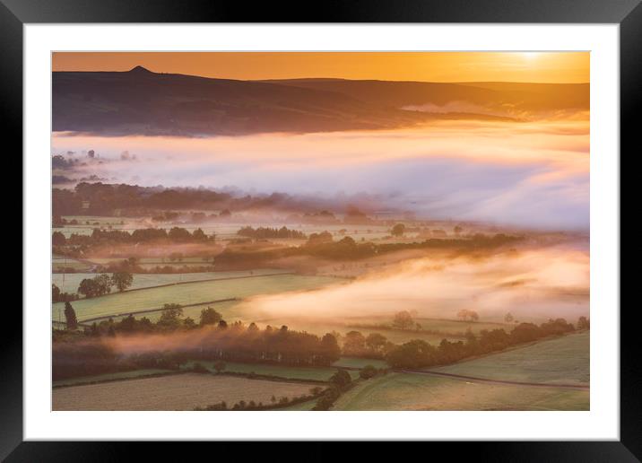 Hope Valley and Win Hill, September Sunrise Framed Mounted Print by John Finney