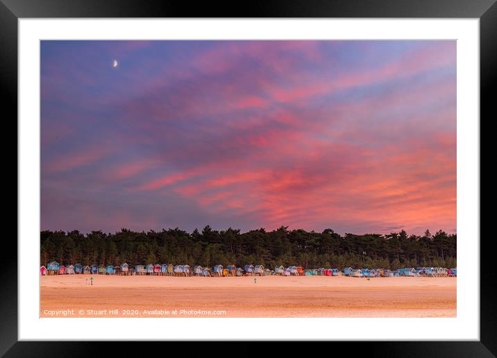 Colourful sunset with moon rising. Framed Mounted Print by Stuart Hill