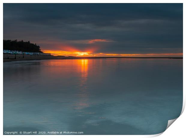Sunset over calm water at Wells Next the Sea Print by Stuart Hill