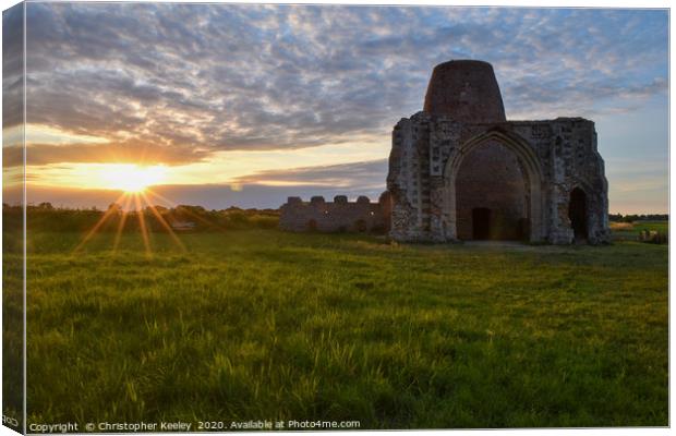 Sunset at St Benet's Abbey Canvas Print by Christopher Keeley