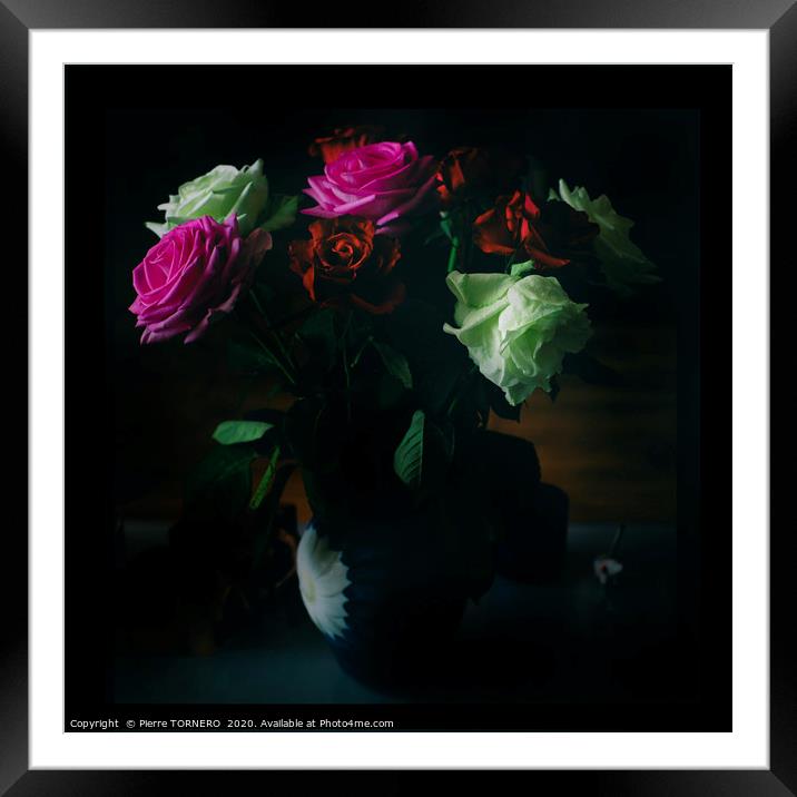 Vase de Roses Framed Mounted Print by Pierre TORNERO
