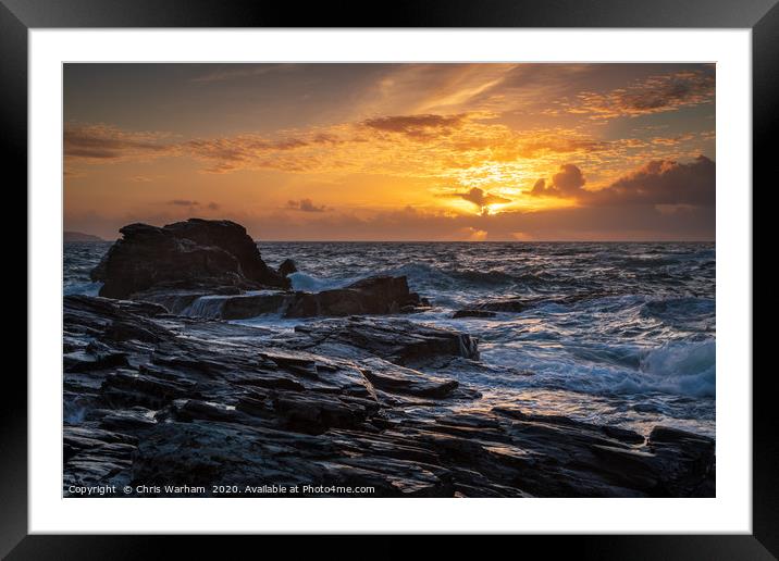 Godrevy sunset - Cornwall Framed Mounted Print by Chris Warham