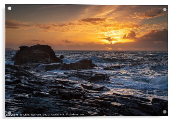 Godrevy sunset - Cornwall Acrylic by Chris Warham