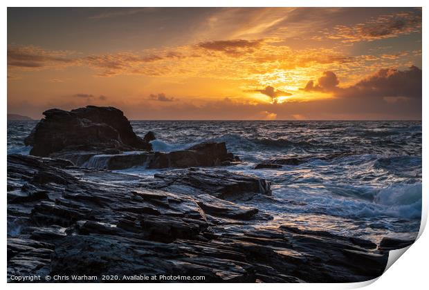 Godrevy sunset - Cornwall Print by Chris Warham
