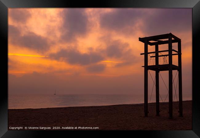 Soft light on the sea Framed Print by Vicente Sargues