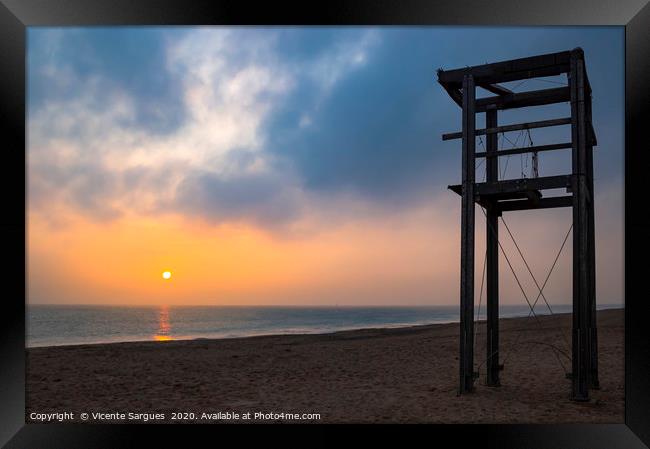 The sun and the watchtower Framed Print by Vicente Sargues