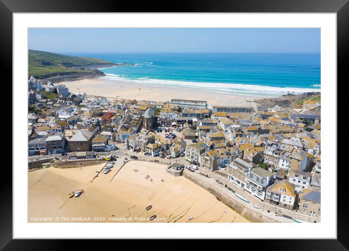 Aerial Photograph of St Ives, Cornwall, England Framed Mounted Print by Tim Woolcock