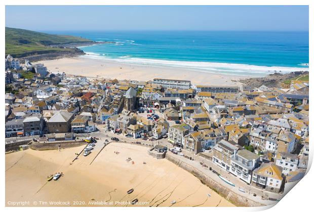 Aerial Photograph of St Ives, Cornwall, England Print by Tim Woolcock