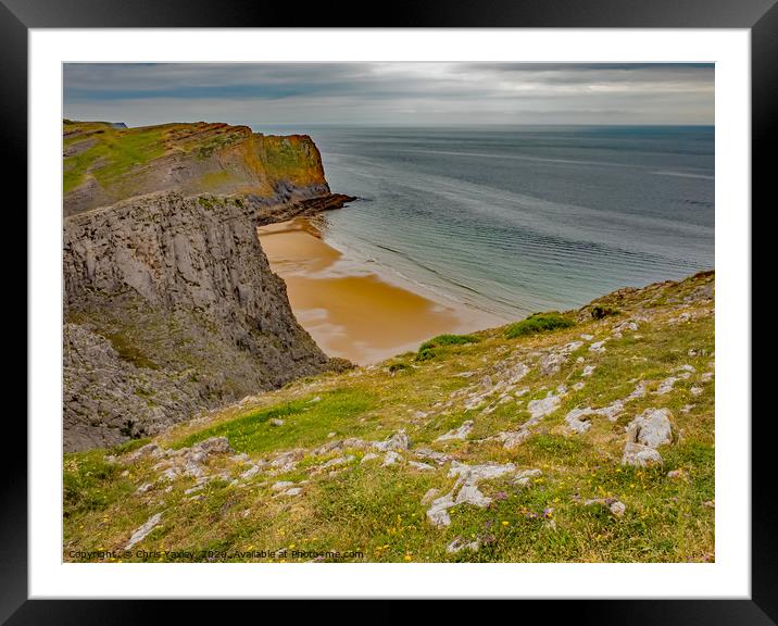 A view of Mewslade Bay on the South Welsh coast fr Framed Mounted Print by Chris Yaxley