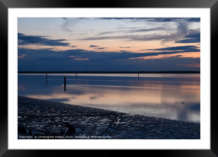 Sunset over Breydon Water Framed Mounted Print by Christopher Keeley