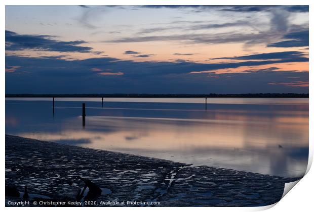 Sunset over Breydon Water Print by Christopher Keeley