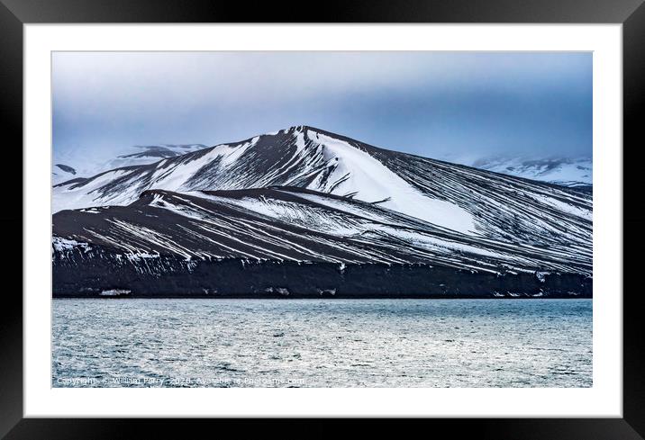 Black Snow Mountains Telefon Bay Deception Island  Framed Mounted Print by William Perry