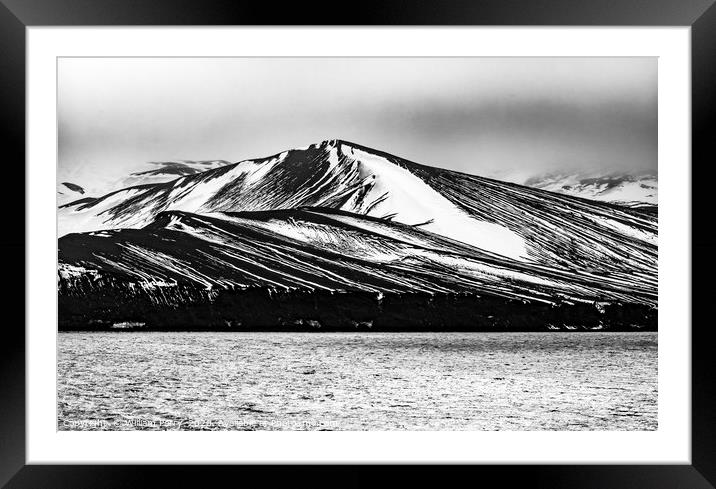 Black and White Snow Mountains Telefon Bay Decepti Framed Mounted Print by William Perry