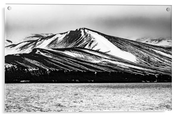 Black and White Snow Mountains Telefon Bay Decepti Acrylic by William Perry