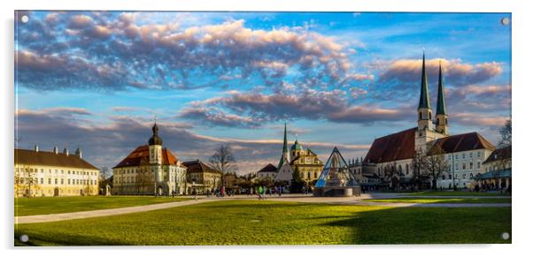 Main square of the city Altotting. Bavaria. German Acrylic by Sergey Fedoskin