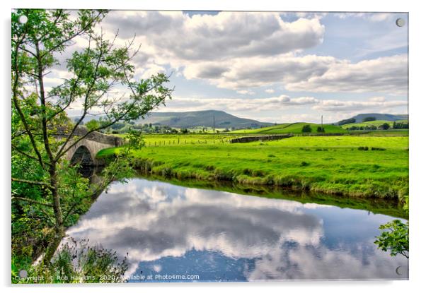 River Ure Bridge Reflections Acrylic by Rob Hawkins