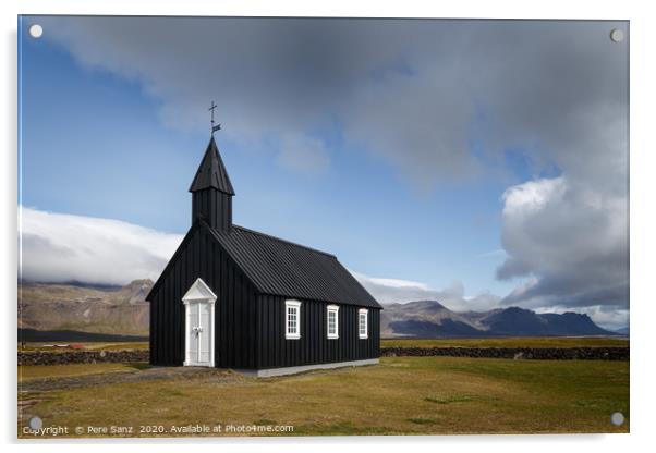 The Black Church at Budir, Snæfellsnes Peninsula,  Acrylic by Pere Sanz