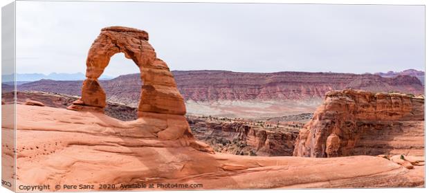 Delicate Arch panorama in Arches National Park, Mo Canvas Print by Pere Sanz
