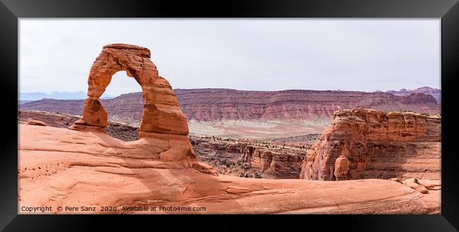 Delicate Arch panorama in Arches National Park, Mo Framed Print by Pere Sanz