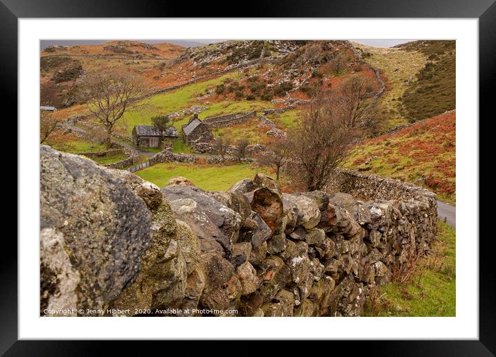 Looking down at stone buildings above Barmouth Nor Framed Mounted Print by Jenny Hibbert