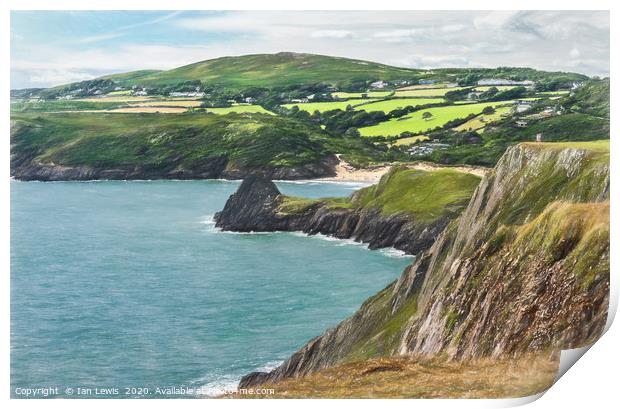 Looking Out Over Three Cliffs Bay Print by Ian Lewis