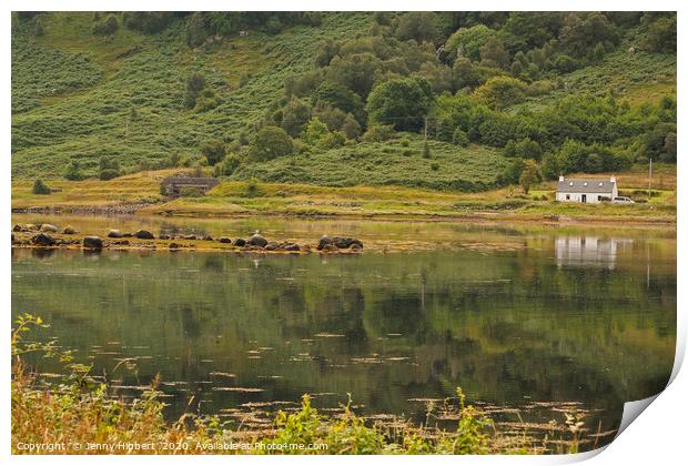 View across Loch Sunart Scotland Print by Jenny Hibbert