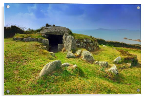 Bant's Carn, Ancient Burial Chamber, Scilly Acrylic by Roger Driscoll