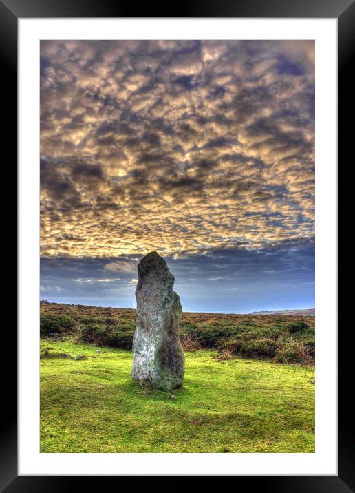 Boswen's Menhir, Standing Stone, West Cornwall Framed Mounted Print by Roger Driscoll