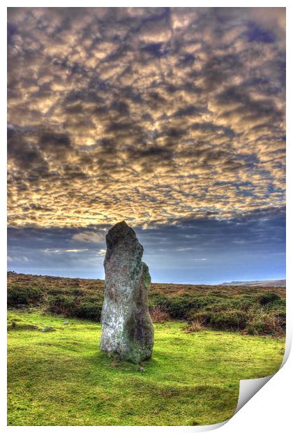 Boswen's Menhir, Standing Stone, West Cornwall Print by Roger Driscoll