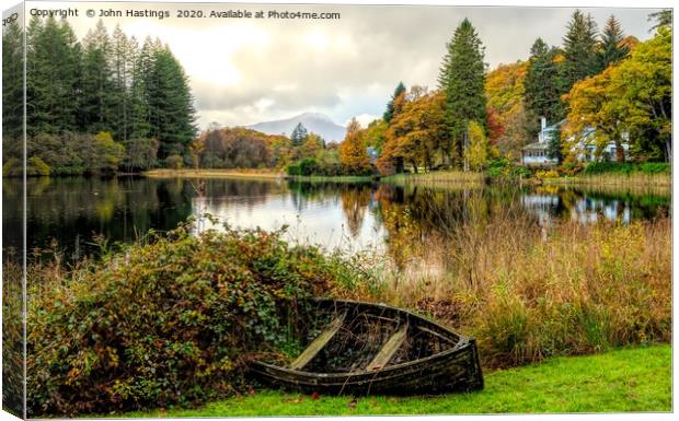 "Autumn's Colours at Loch Ard" Canvas Print by John Hastings