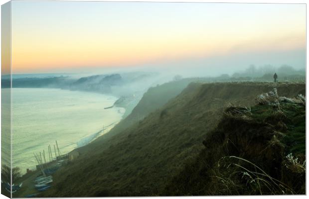 Filey in the Mist  Canvas Print by Roger Driscoll