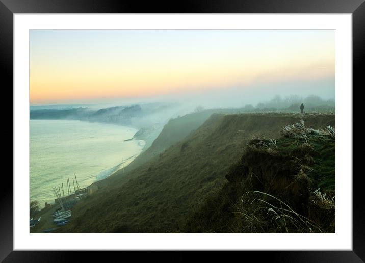 Filey in the Mist  Framed Mounted Print by Roger Driscoll