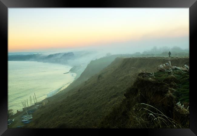 Filey in the Mist  Framed Print by Roger Driscoll