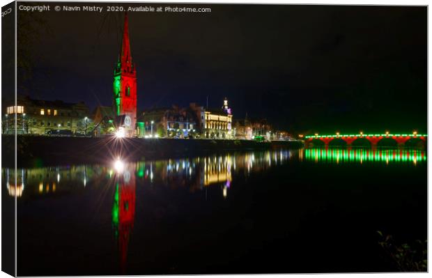 Perth city Christmas illuminations 2019 refelected Canvas Print by Navin Mistry