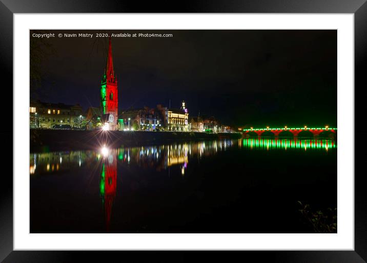 Perth city Christmas illuminations 2019 refelected Framed Mounted Print by Navin Mistry
