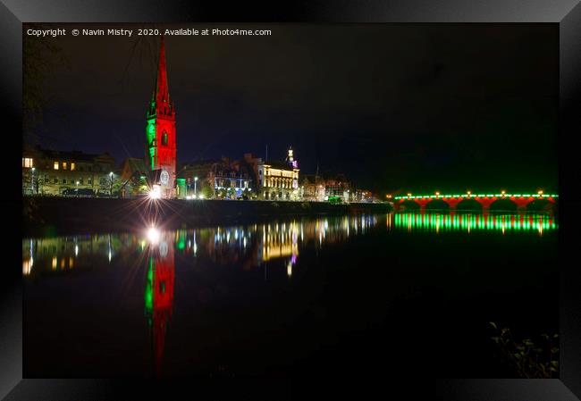 Perth city Christmas illuminations 2019 refelected Framed Print by Navin Mistry