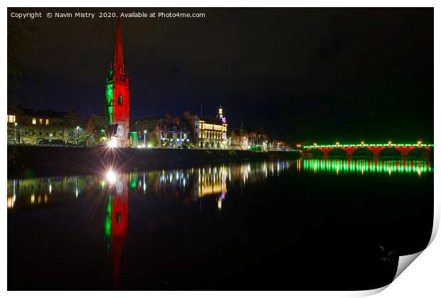 Perth city Christmas illuminations 2019 refelected Print by Navin Mistry