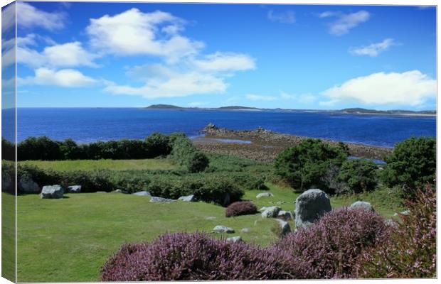 A view of Samson from St Marys, Scilly Isles Canvas Print by Simon Marlow