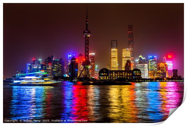 Oriental Pearl TV Tower Pudong Bund Huangpu River  Print by William Perry