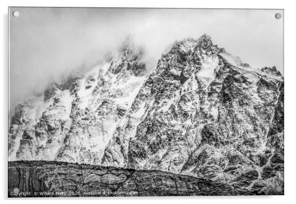 Black and White Snow Mountains Grey Glacier Torres Acrylic by William Perry
