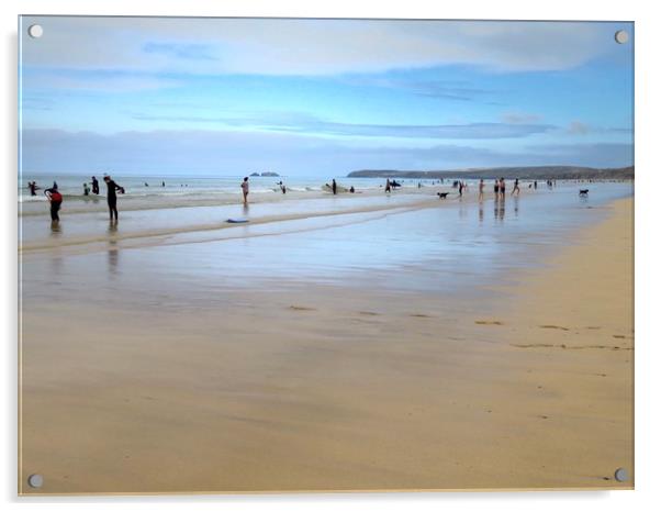 Gwithian beach Cornwall  Acrylic by Beryl Curran