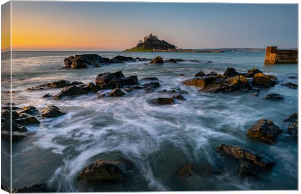 Swirling Tide Saint Michael's Mount Canvas Print by Michael Brookes