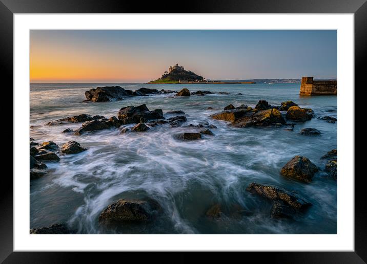 Swirling Tide Saint Michael's Mount Framed Mounted Print by Michael Brookes