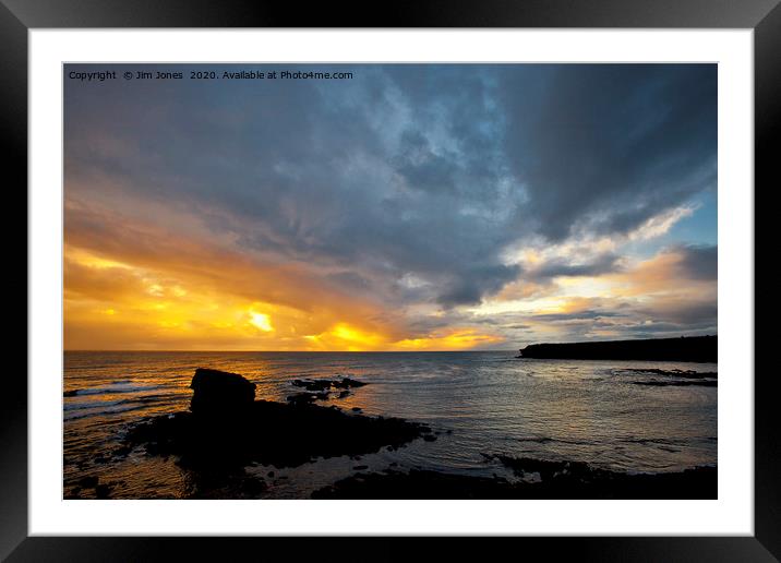 Sunrise over Collywell Bay Framed Mounted Print by Jim Jones