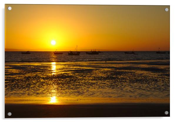 Tenby North Beach Sunrise Acrylic by Jeremy Hayden