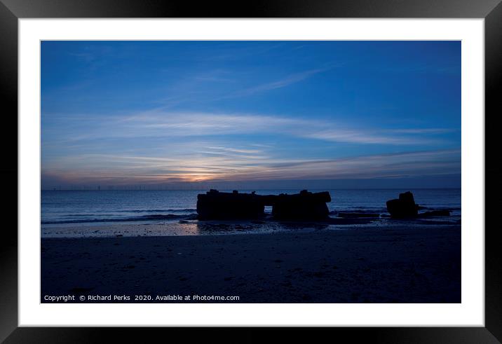 Shades of blue at the beach Framed Mounted Print by Richard Perks