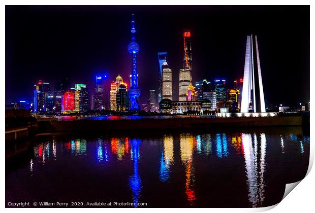 Monument Heroes TV Tower Pudong Bund Huangpu River Print by William Perry
