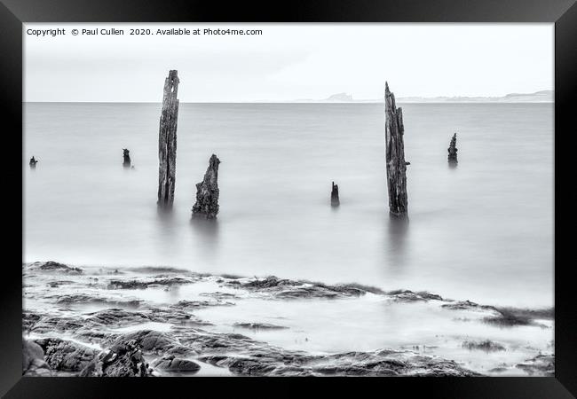 Old Posts with Bamburgh Castle in the distance - M Framed Print by Paul Cullen