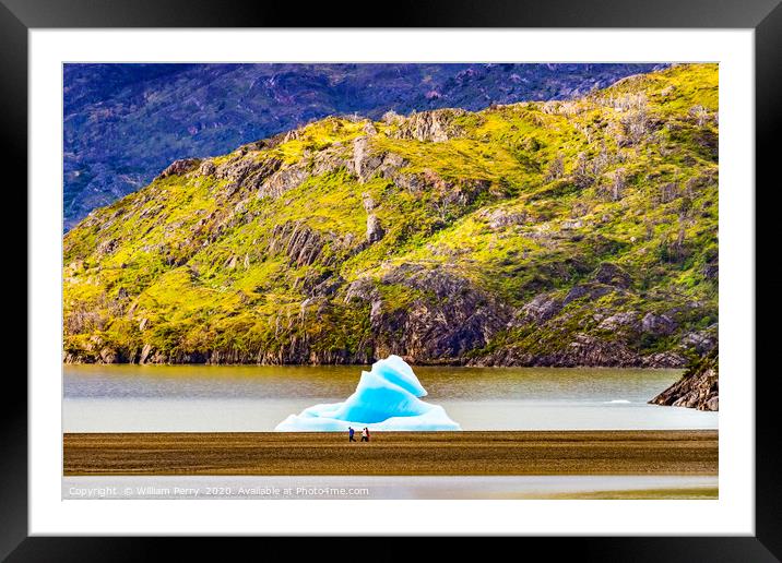 Blue Iceberg Grey Lake Torres del Paine National P Framed Mounted Print by William Perry